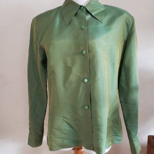 Green button down shirt
